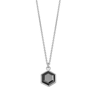 Silver Deco Black Spinel Pendant Necklace