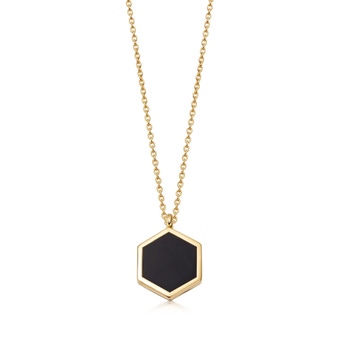 Deco Black Spinel Slice Locket Necklace in Yellow Gold Vermeil