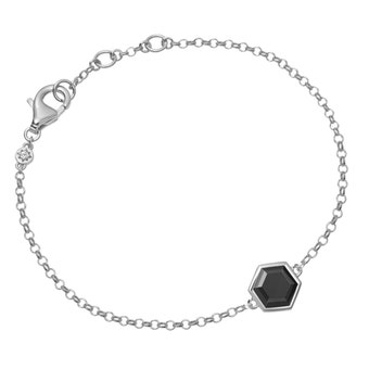 Silver Deco Black Spinel Bracelet