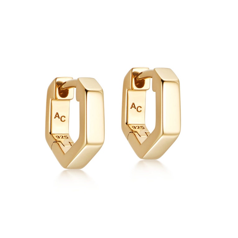 Gold Deco Mini Hoop Earrings