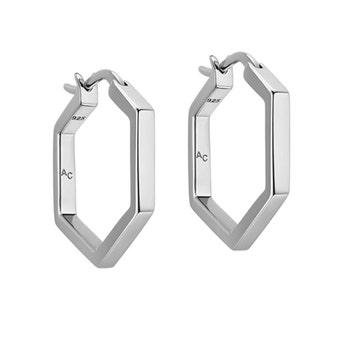 Silver Deco Medium Hoop Earrings