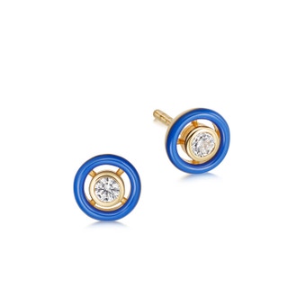 Gold Cirque Enamel Halo Stud Earrings