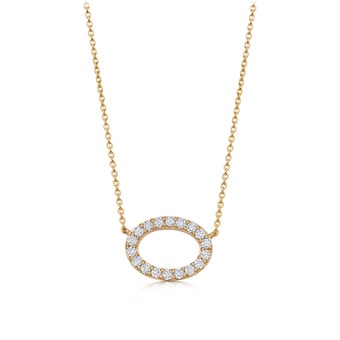 Solid Gold Halo Diamond Pendant Necklace