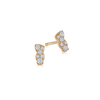 Solid Gold Natural Diamond Asteri Bar Stud Earrings