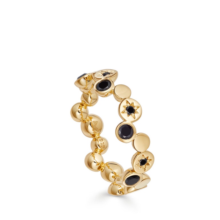Polaris North Star Black Spinel Ring in Yellow Gold Vermeil
