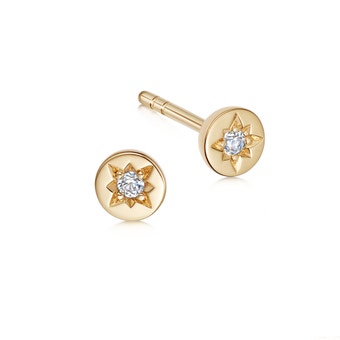 Gold Polaris White Sapphire Stud Earrings