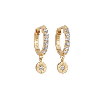 Gold Polaris White Sapphire Huggie Earrings
