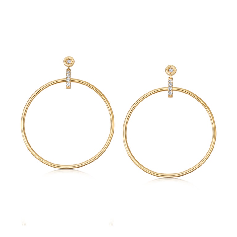 Gold Polaris Front Facing Hoop Earrings