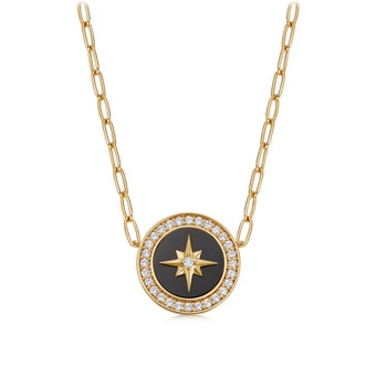 North Star Polaris Large Compass Pendant - Black Onyx