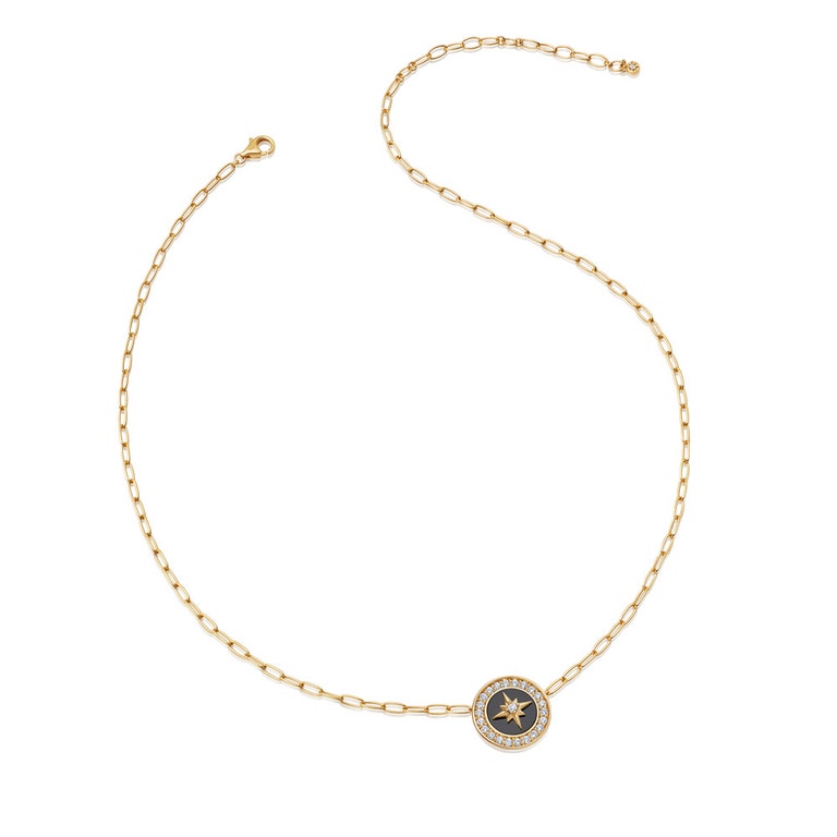 Gold Large Polaris Black Onyx Pendant Necklace