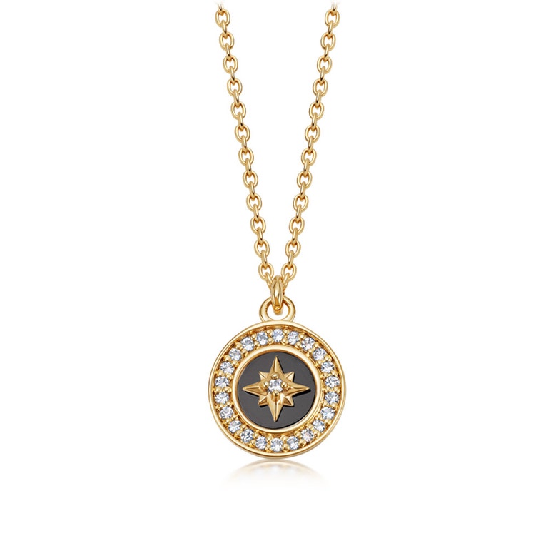 Gold Polaris Black Onyx Pendant Necklace