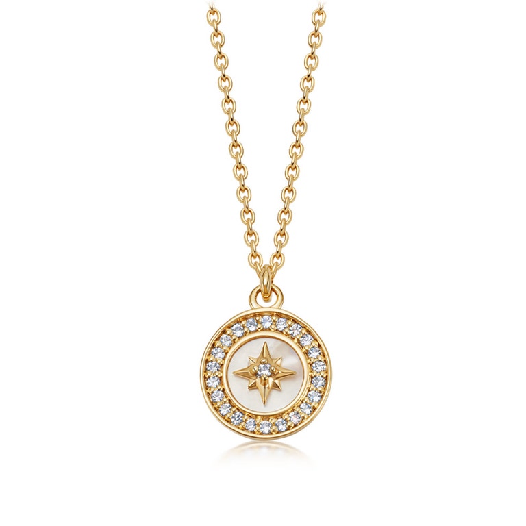 Gold Polaris Mother of Pearl Pendant Necklace
