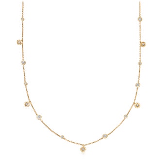 Gold Polaris North Star White Sapphire Station Necklace