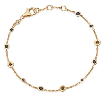 Gold Polaris North Star Black Spinel Station Bracelet