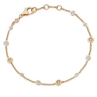 Gold Polaris North Star White Sapphire Station Bracelet