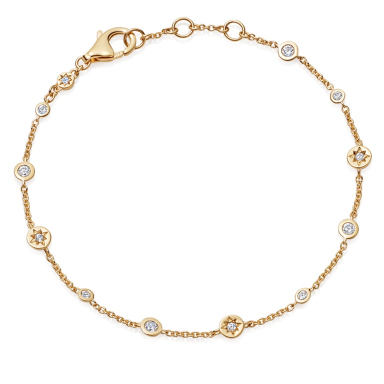 Gold Polaris North Star White Sapphire Station Bracelet