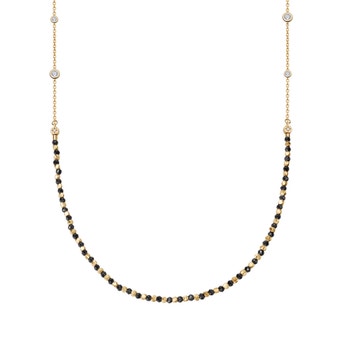 North Star and Mini Biography Black Spinel Necklace in Yellow Gold Vermeil