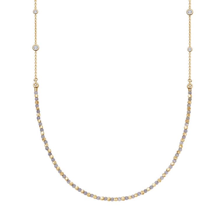 North Star and Mini Biography Iolite Necklace in Yellow Gold Vermeil