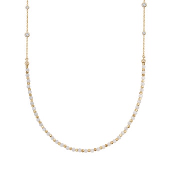 North Star and Mini Biography Rainbow Moonstone Necklace in Yellow Gold Vermeil