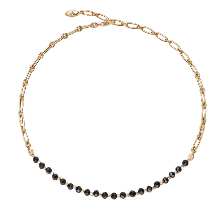 Orbit and Biography Black Spinel Star Set Necklace in Yellow Gold Vermeil | Astley Clarke