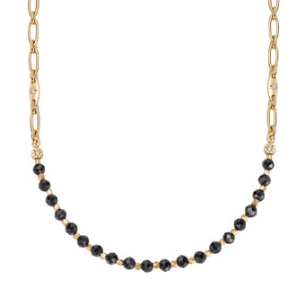 Orbit and Biography Black Spinel Star Set Necklace in Yellow Gold Vermeil | Astley Clarke