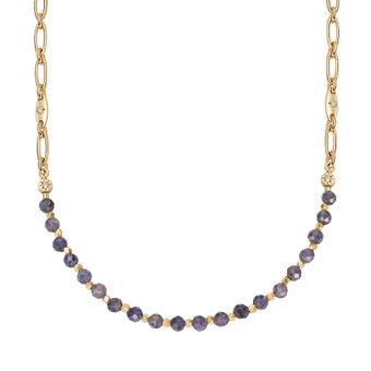 Orbit and Biography Iolite Star Set Necklace in Yellow Gold Vermeil