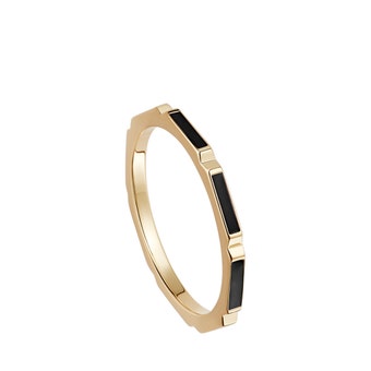 Gold Aubar Black Enamel Ring