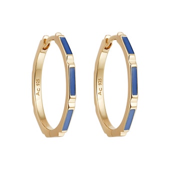 Aubar Hoop Earrings Blue Enamel