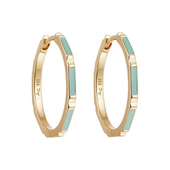 Aubar Hoop Earrings Green Enamel