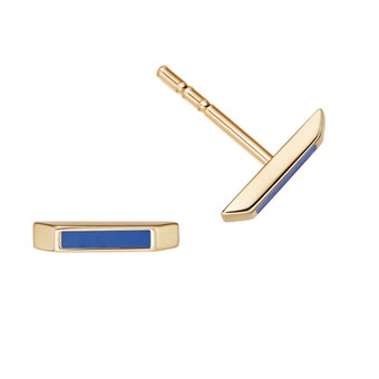 Aubar Stud Earrings Blue Enamel