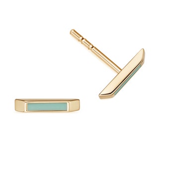 Aubar Stud Earrings Green Enamel