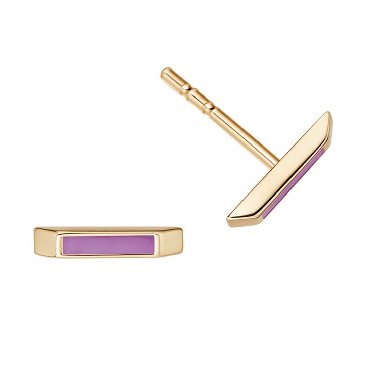 Aubar Stud Earrings Purple Enamel
