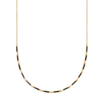Gold Aubar Black Enamel Necklace