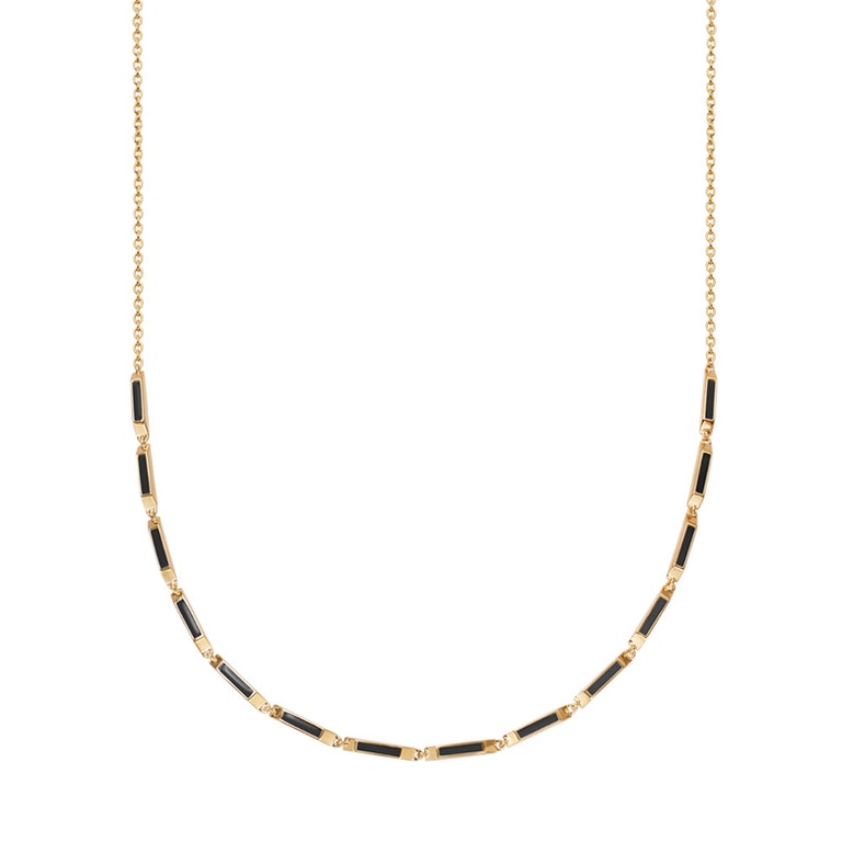 Gold Aubar Black Enamel Necklace