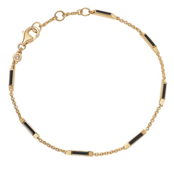 Gold Aubar Black Enamel Station Bracelet