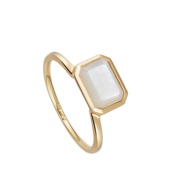  Mother of Pearl gemstone gold Ring in Vermeil gold 