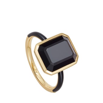 Ottima Black Onyx Slice Enamel Ring in Yellow Gold Vermeil | Astley Clarke