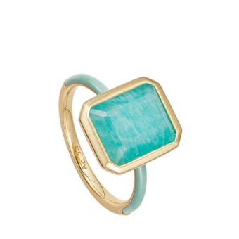 Ottima Amazonite Slice Enamel Ring in Yellow Gold Vermeil | Astley Clarke
