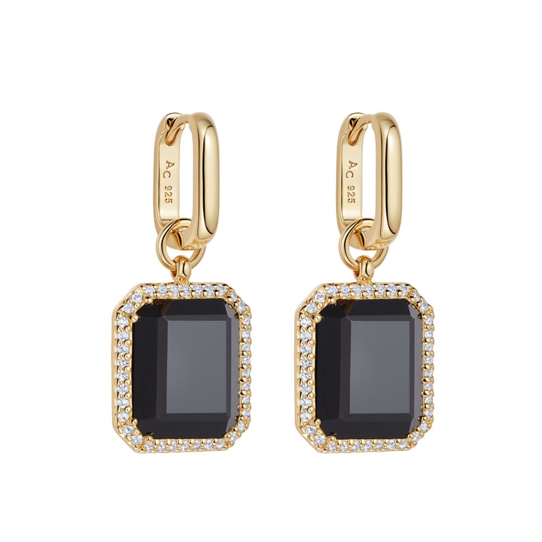 Ottima Black Onyx Slice Earrings in Yellow Gold Vermeil | Astley Clarke
