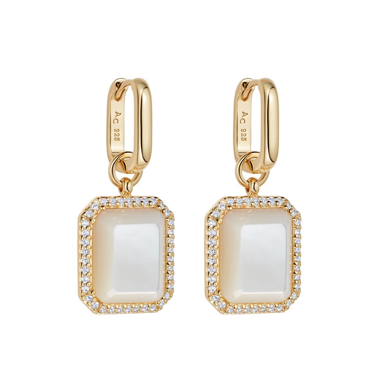 Ottima Mother of Pearl Slice Earrings in Yellow Gold Vermeil | Astley Clarke