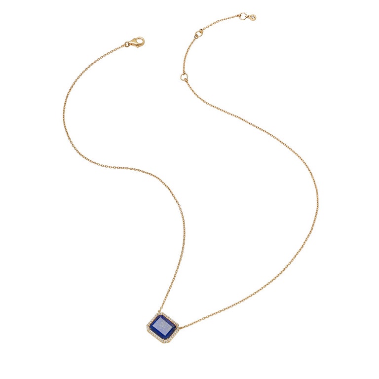Gold Ottima Lapis Slice Landscape Pendant Necklace
