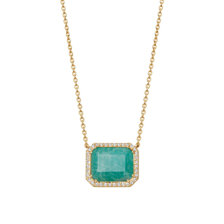Ottima Amazonite Slice Landscape Pendant in Yellow Gold Vermeil | Astley Clarke