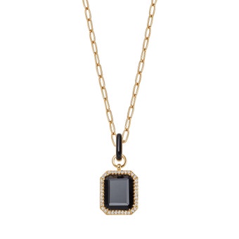 Ottima Black Onyx Slice Enamel Pendant in Yellow Gold Vermeil | Astley Clarke
