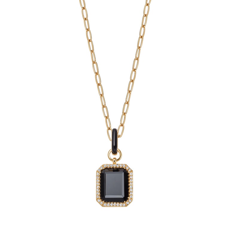 Ottima Black Onyx Slice Enamel Pendant in Yellow Gold Vermeil | Astley Clarke
