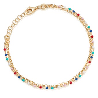 Gold Biography Rainbow Enamel Bracelet
