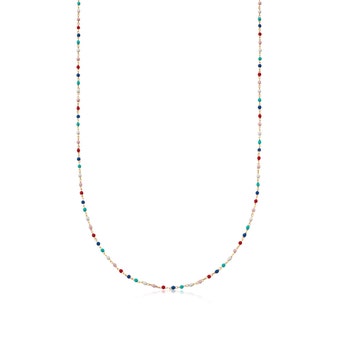 Gold Biography Rainbow Enamel Choker Necklace