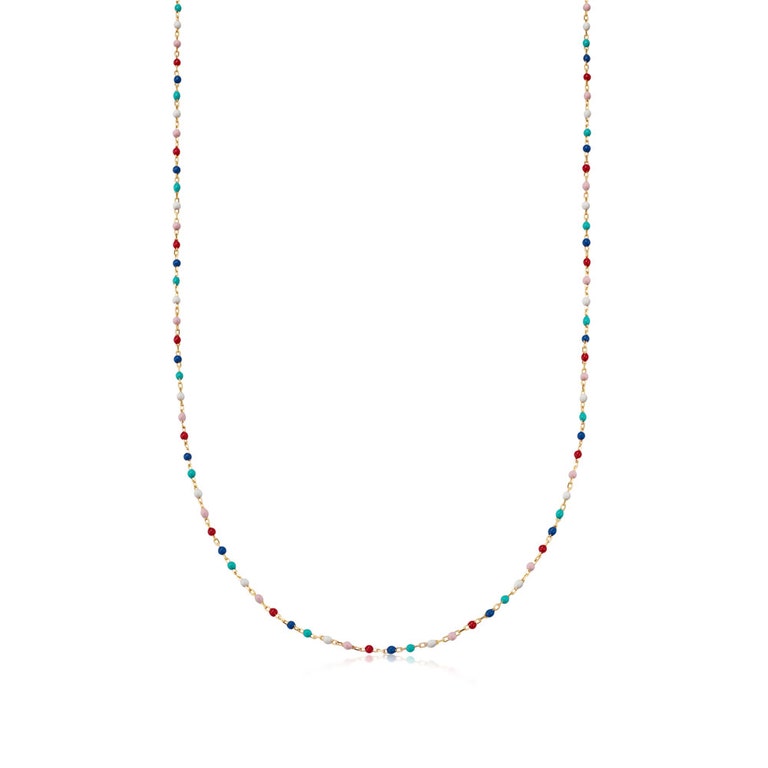 Gold Biography Rainbow Enamel Choker Necklace