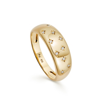 Tiny Star Wide Band Ring in Yellow Gold Vermeil | Astley Clarke
