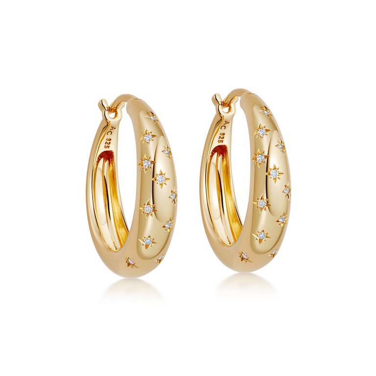 Tiny Star Hoop Earrings in Yellow Gold Vermeil | Astley Clarke
