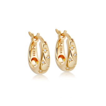 Mini Tiny Star Hoop Earrings in Yellow Gold Vermeil | Astley Clarke